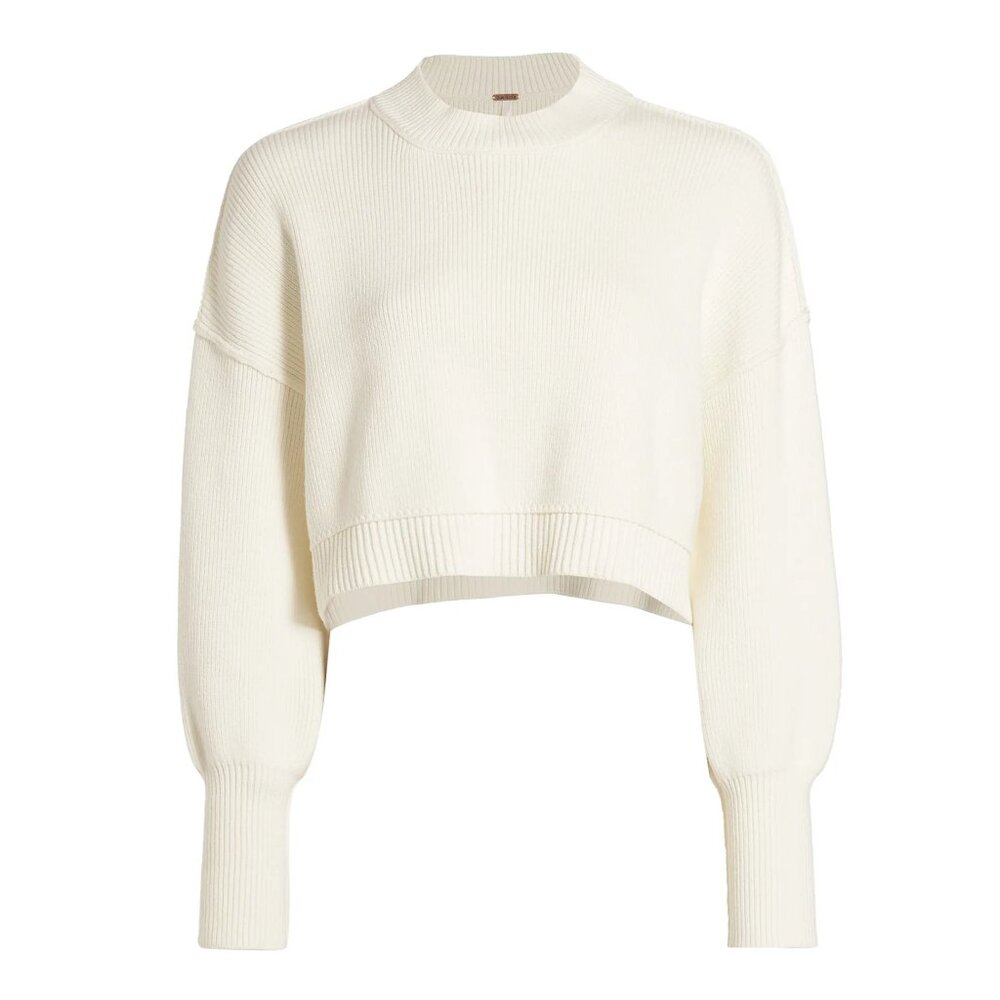 Free People Easy Street Crop Pullover, Off-White, L